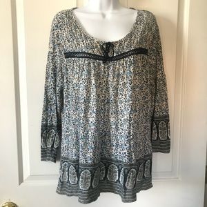Lucky Brand Blue Floral Top sz XL